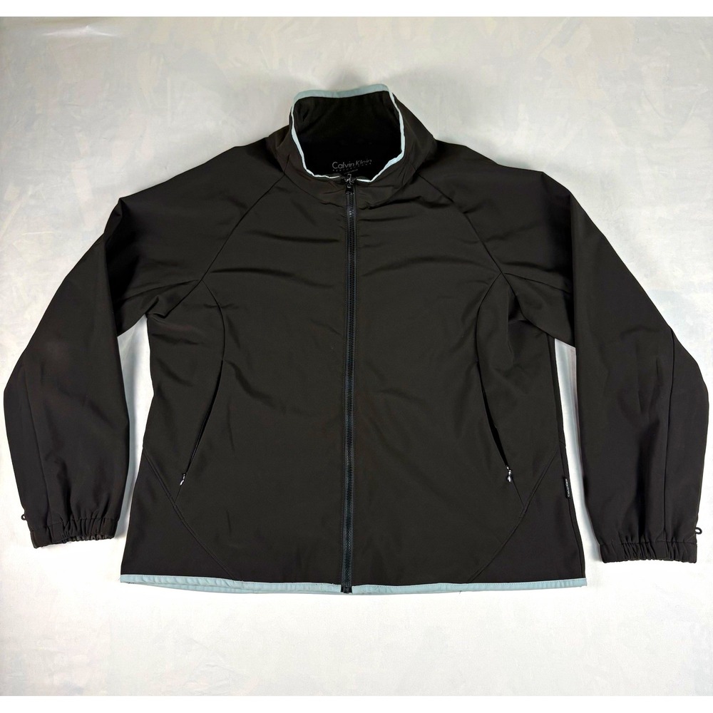 Calvin Klein Performance Women's Black Full Zip Fleece Track Jacket Pockets XL